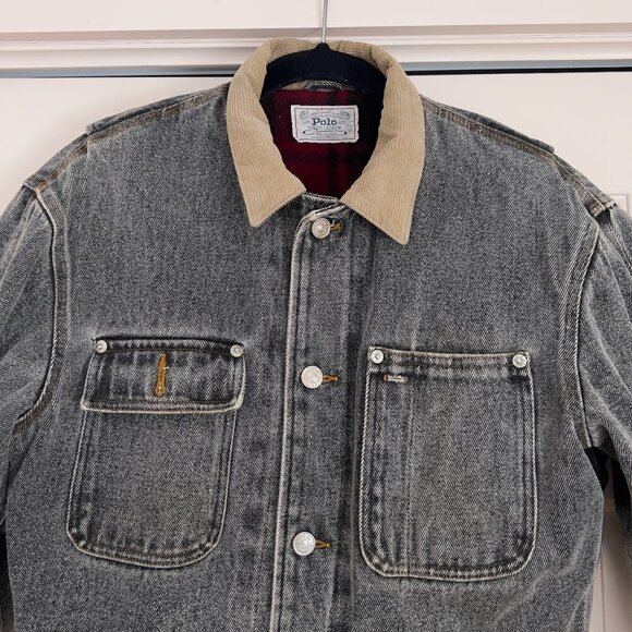 Vintage 1990 Polo Ralph Lauren Flannel Lined Denim Trucker Jacket - Picture 7 of 14